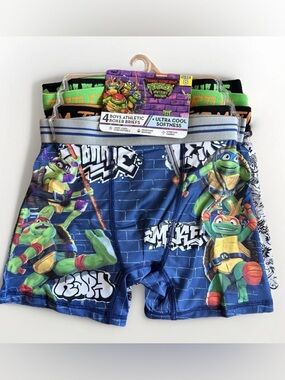 Teenage Mutant Ninja Turtles Boys Athletic Boxer Briefs Moisture Wicking Size 8